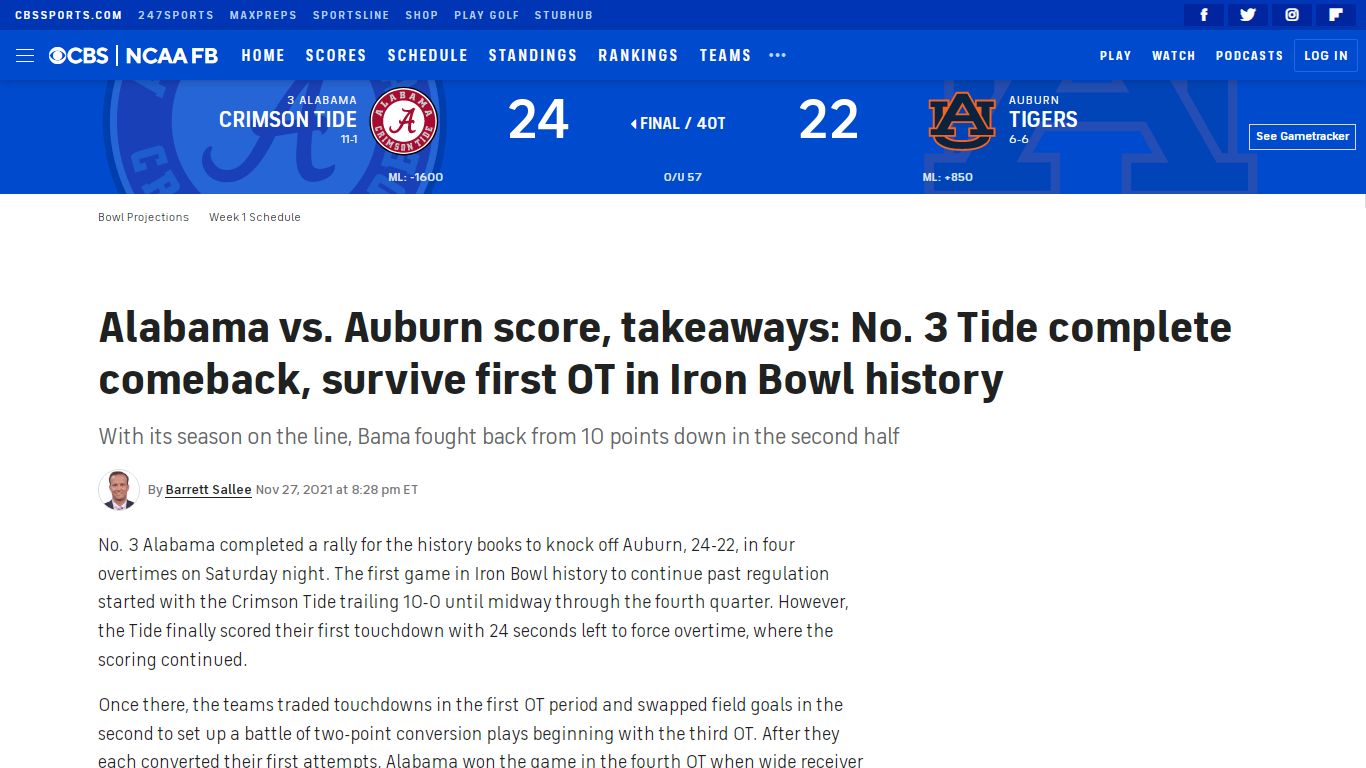 Alabama vs. Auburn score, takeaways: No. 3 Tide complete comeback ...