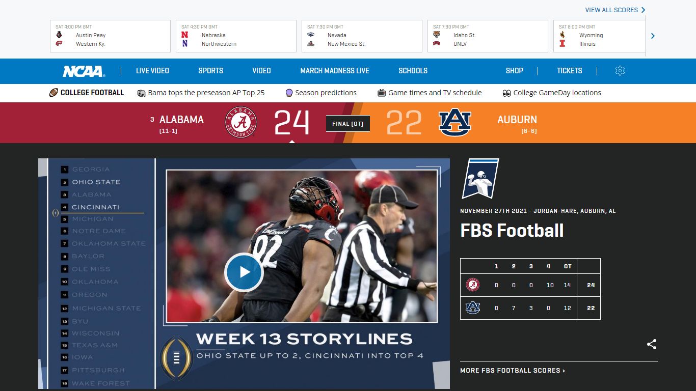 Alabama vs Auburn Football Game Summary - November 27th, 2021 - NCAA.com